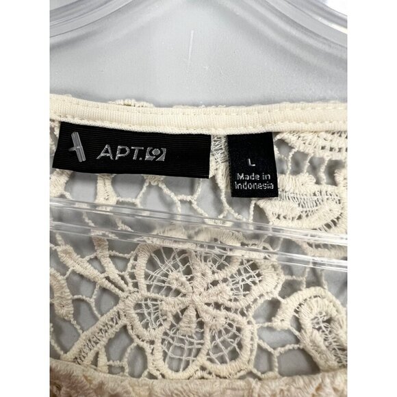 Apt. 9 Open Lace Top Cream Women's Size Large Short Sleeve Career New - Picture 8 of 10